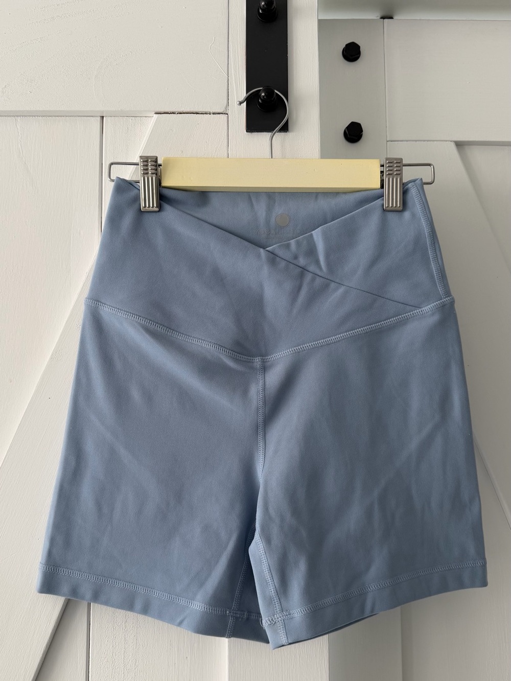 Yogaicious Blue Crossover High-Waisted Biker Shorts